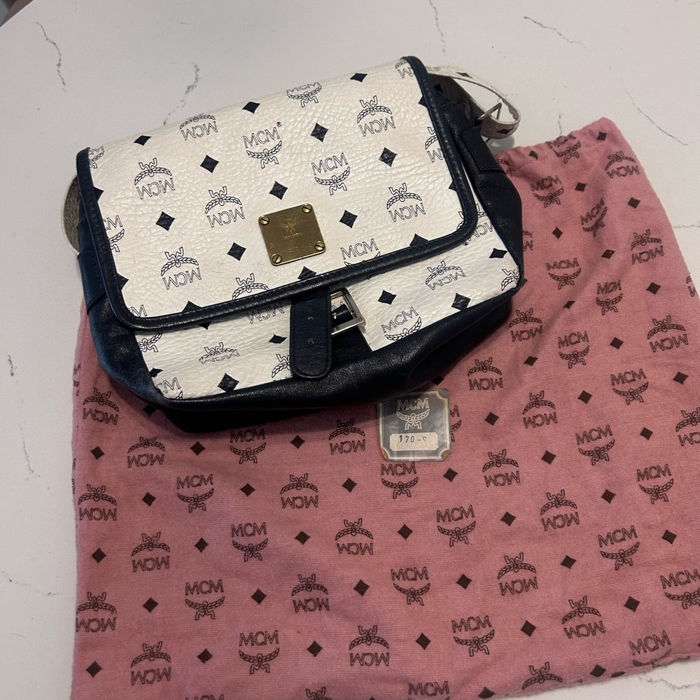 MCM Monogram Black and White Crossbody Bag vintage
